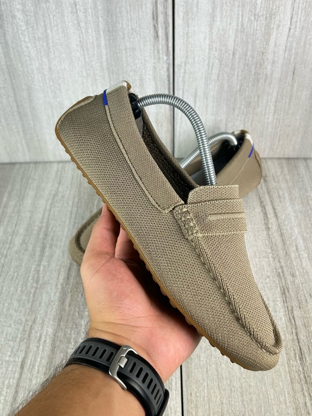 Rothy's The Driving Loafer Portobello Taupe Knit Casual Shoe Womens Size 7.5